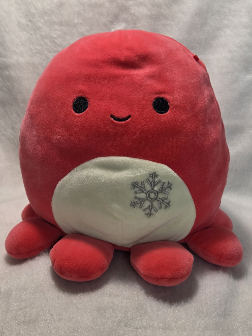 VERONICA Squishmallows 8" Red Octopus White Stomach Snowflake NO HANGTAG